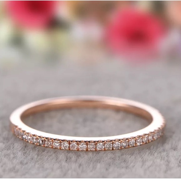 🌺 Rose Gold Plated Diamond Eternity band - Picture 2 of 4